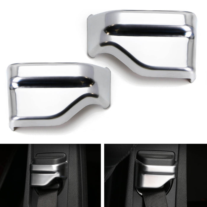 Silver Front Seat Belt Shoulder Button Cover Trims For Mercedes C E GLC Class