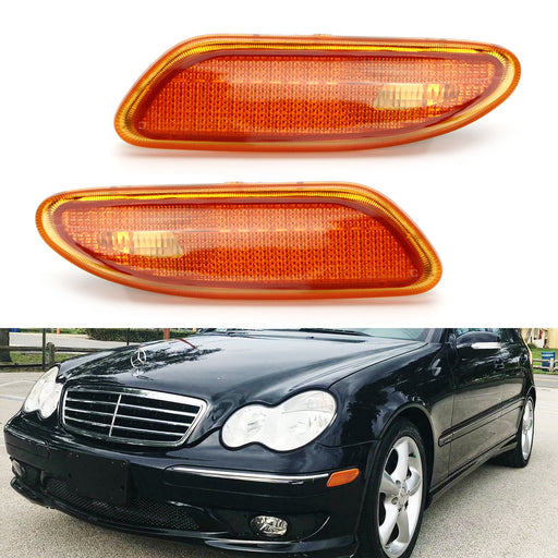 Amber Lens Front Side Marker Lamps Housings For 2001-2007 Mercedes W203 C-Class