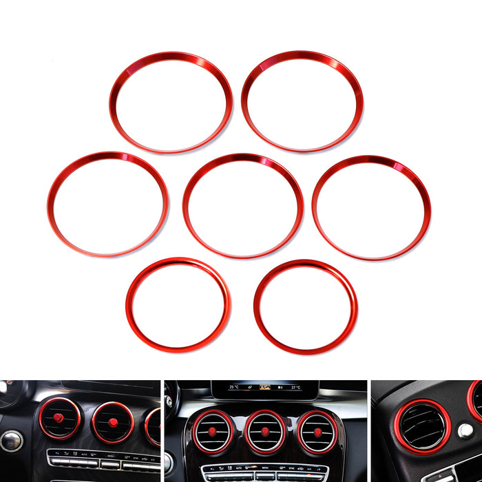 Red AC Vent Outer Trim Decoration Cover Set For Mercedes W205 C-Class GLC-Class