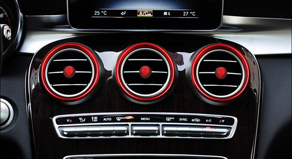 Red AC Vent Outer Trim Decoration Cover Set For Mercedes W205 C-Class GLC-Class