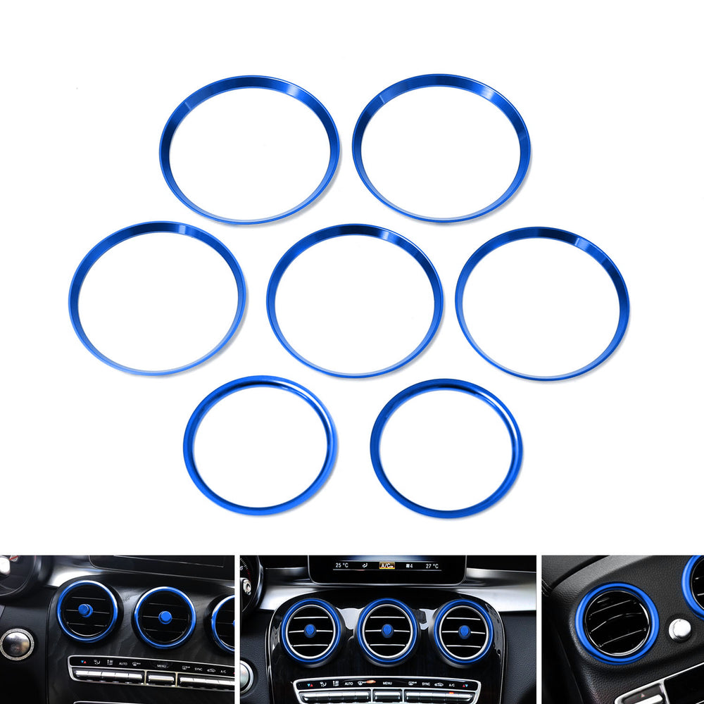 Blue AC Vent Outer Trim Decoration Cover Set For Mercedes W205 C-Class GLC-Class