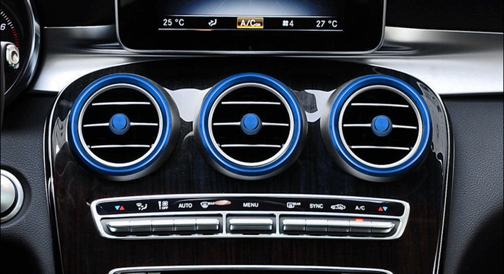 Blue AC Vent Outer Trim Decoration Cover Set For Mercedes W205 C-Class GLC-Class