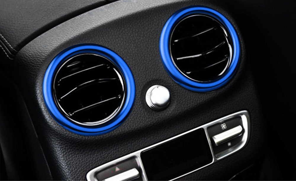 Blue AC Vent Outer Trim Decoration Cover Set For Mercedes W205 C-Class GLC-Class