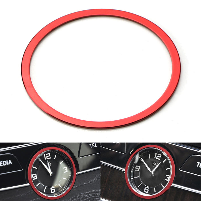 Red Aluminum Dashboard Clock Surrounding Decoration Trims For Mercedes C E GLC