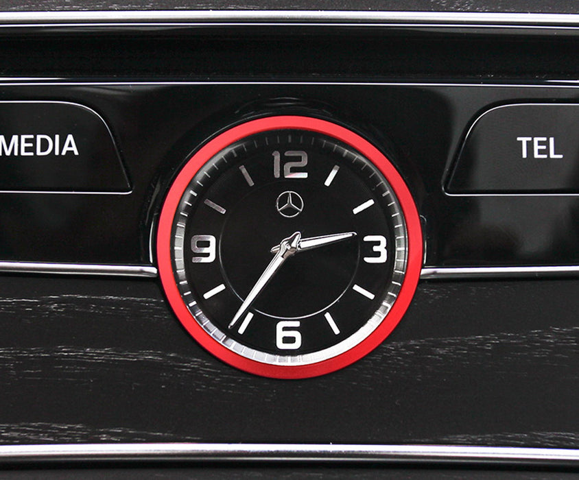 Red Aluminum Dashboard Clock Surrounding Decoration Trims For Mercedes C E GLC