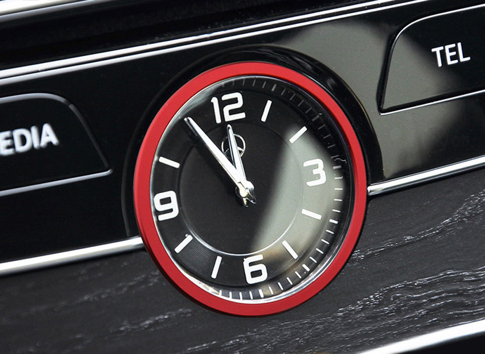 Red Aluminum Dashboard Clock Surrounding Decoration Trims For Mercedes C E GLC