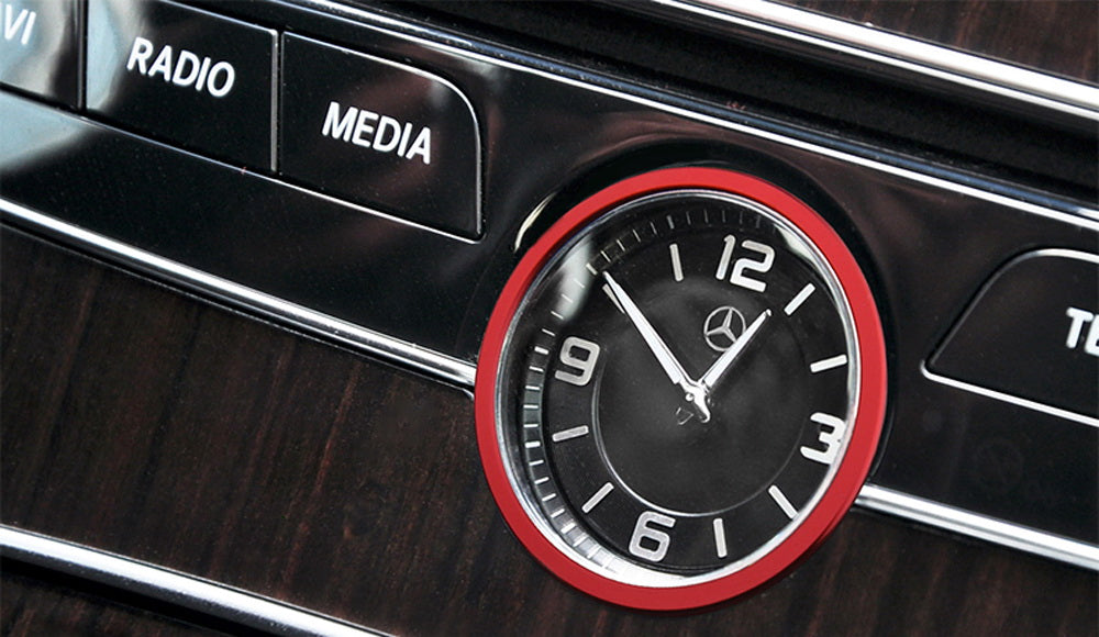 Red Aluminum Dashboard Clock Surrounding Decoration Trims For Mercedes C E GLC