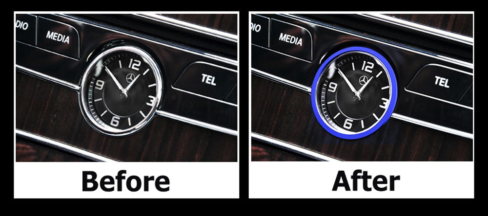 Blue Aluminum Dashboard Clock Surrounding Decoration Trims For Mercedes C E GLC