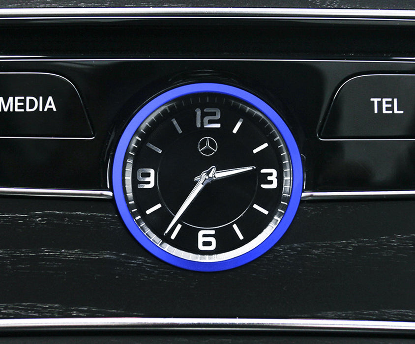 Blue Aluminum Dashboard Clock Surrounding Decoration Trims For Mercedes C E GLC