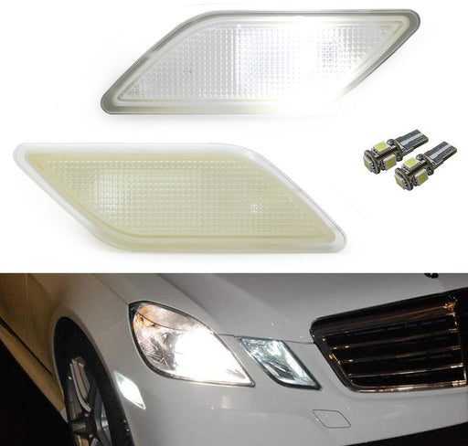 Clear Lens White LED Side Marker Lamps For 2010-13 Mercedes W212 E-Class 4-Door