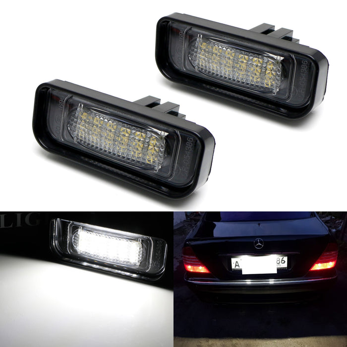 18-SMD White Full LED License Plate Lights For Mercedes 2000-2006 W220 S-Class