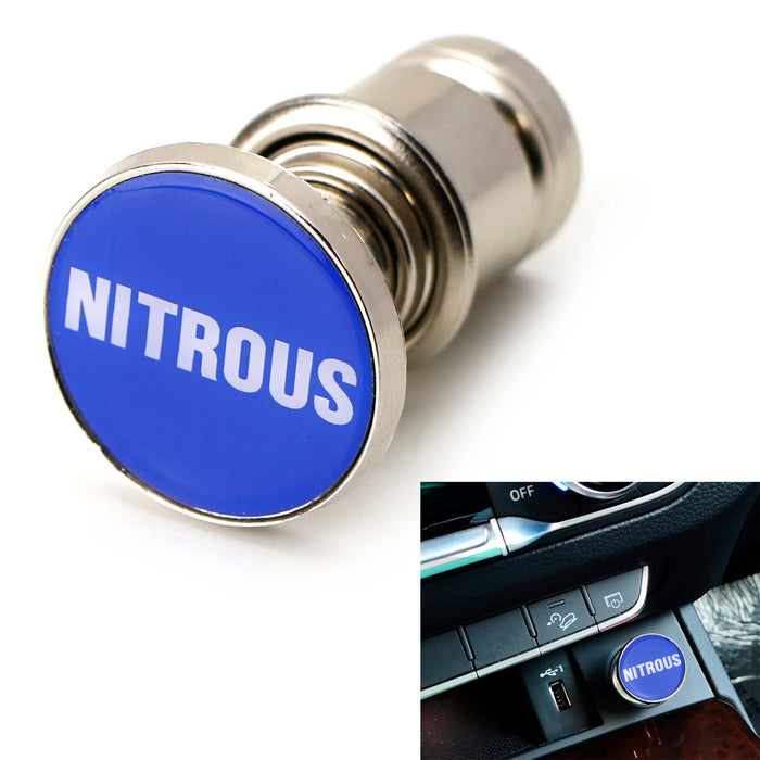 Sports Blue "Nitrous" Push Button Design Car Cigarette Lighter Plug Cover