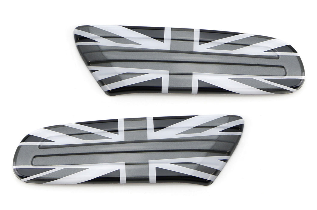 Black UK Union Jack Style Side Marker Lamp Scuttle Insert For MINI F55 F56 F57