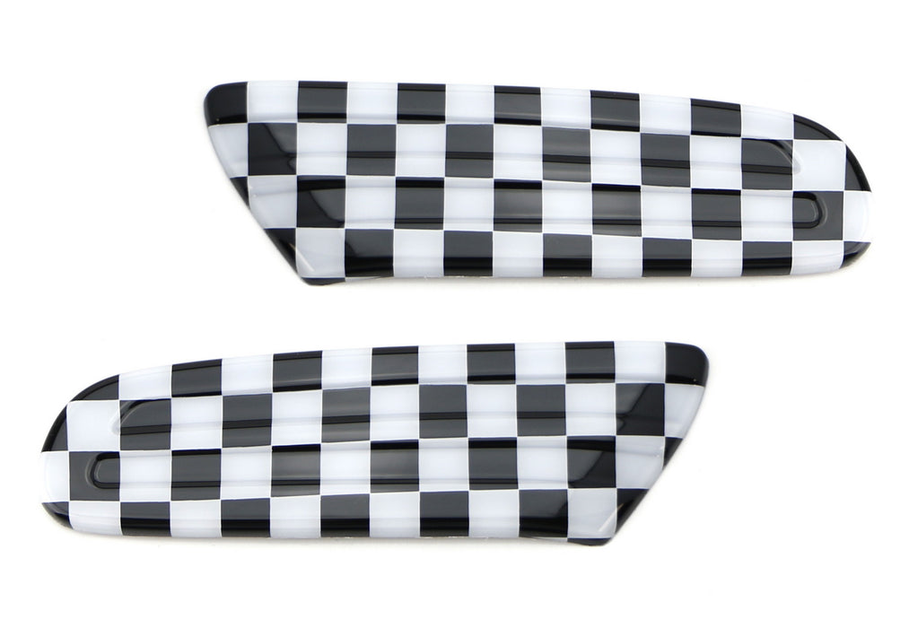 Black Checkerboard Style Side Marker Lamp Scuttle Insert For MINI F55 F56 F57