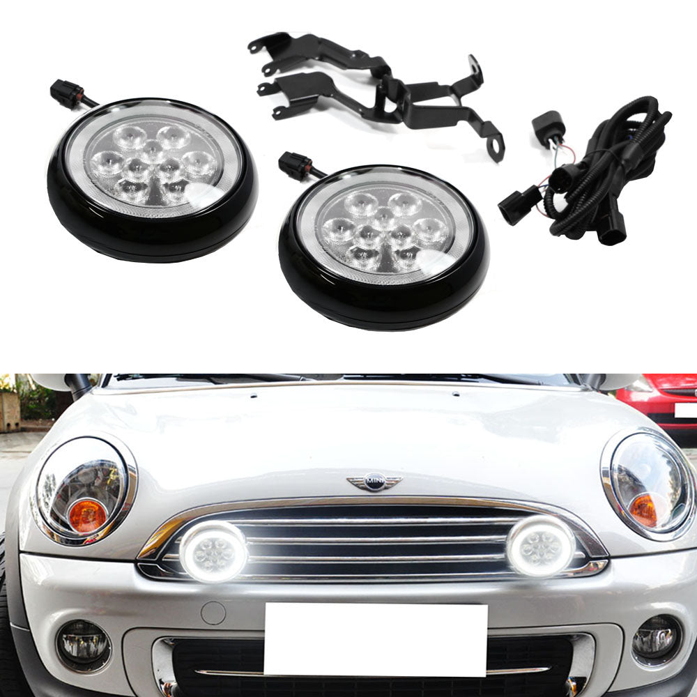 LED Rally Driving Lights Halo Ring Daytime Running Lamps For MINI Cooper (Black)