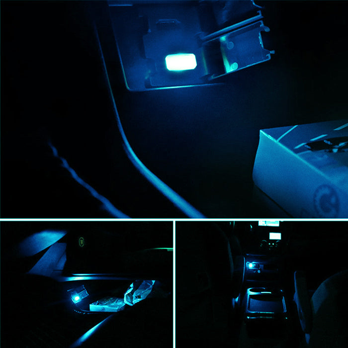 (1) Aqua Ice Blue USB Plug-In Miniature LED Car Interior Ambient Lighting Kit