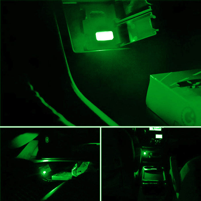 (1) Emerald Green USB Plug-In Miniature LED Car Interior Ambient Lighting Kit