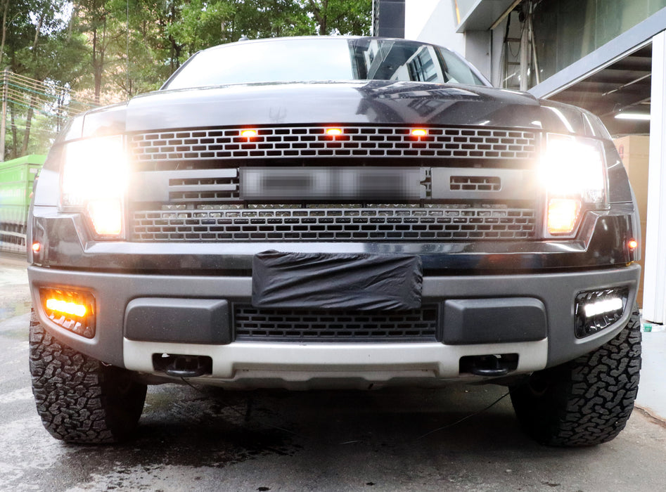 White/Amber Sequential Switchback LED DRL Fog Light Kit For 2010-14 Ford Raptor