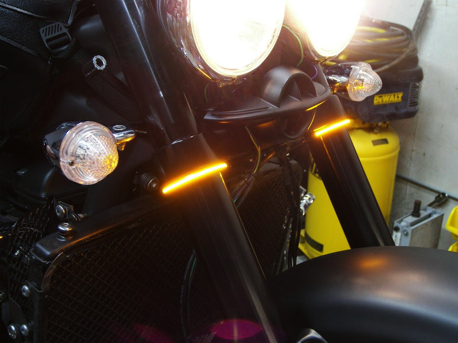 Universal Wrap Around Mount Amber LED Turn Signal Light Strips For Motorcycle