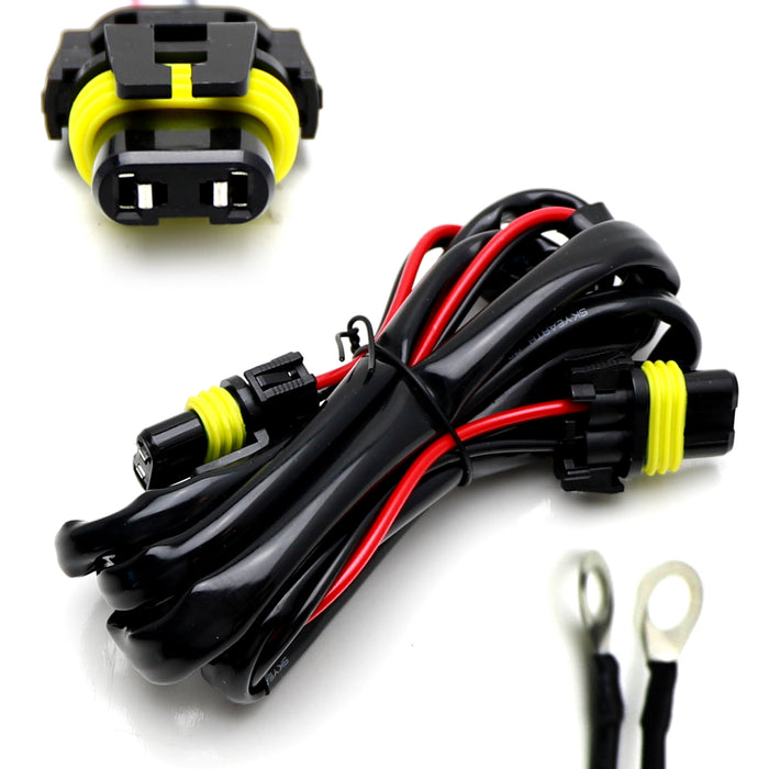 5ft Long Dual 9005/H10/9006/HB4 Connectors Y-Splitter Harness w/ Ring Terminals