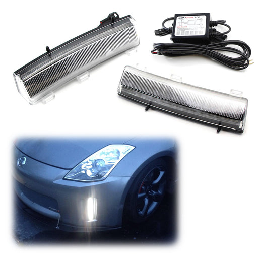 Direct Fit 370Z Style White LED Daytime Running Lights For 06-09 Nissan 350Z LCI