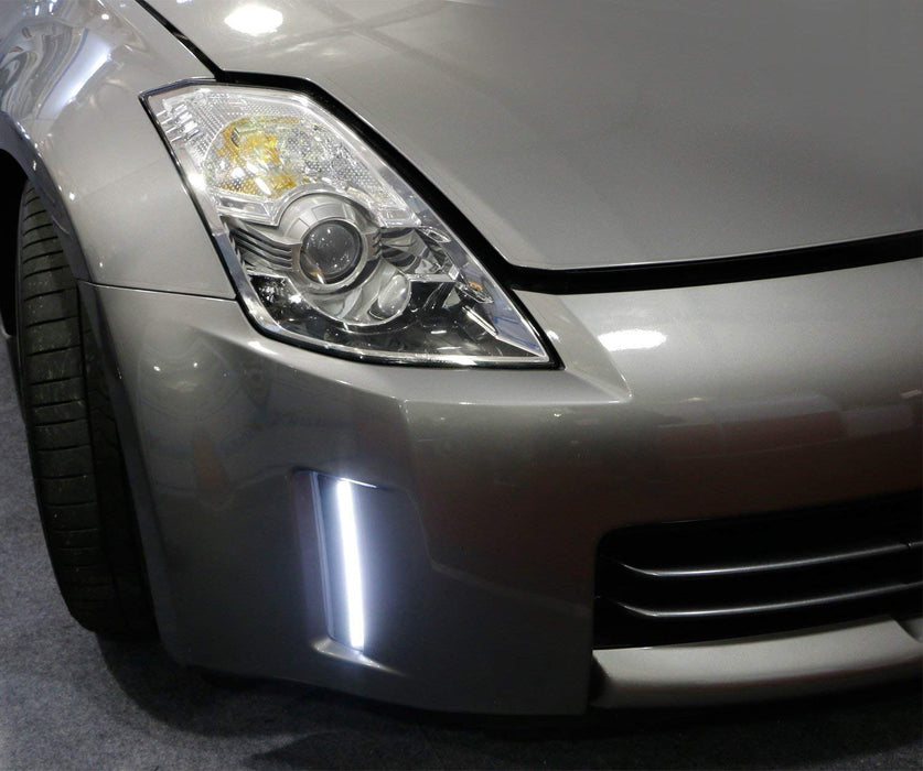 Direct Fit 370Z Style White LED Daytime Running Lights For 06-09 Nissan 350Z LCI