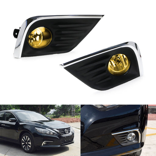 Complete Yellow Lens Fog Light Kit w/Bezel Covers Wiring For 16-18 Nissan Altima