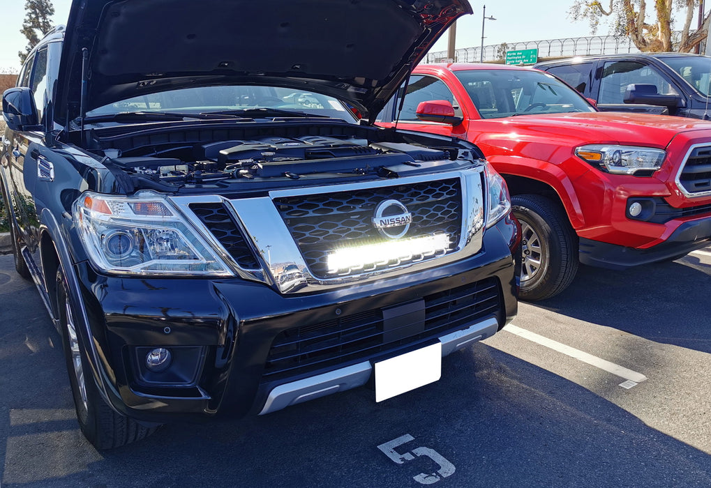 20" 120W LED Light Bar w/ Grill Mounting Bracket, Wire For 2016-20 Nissan Armada