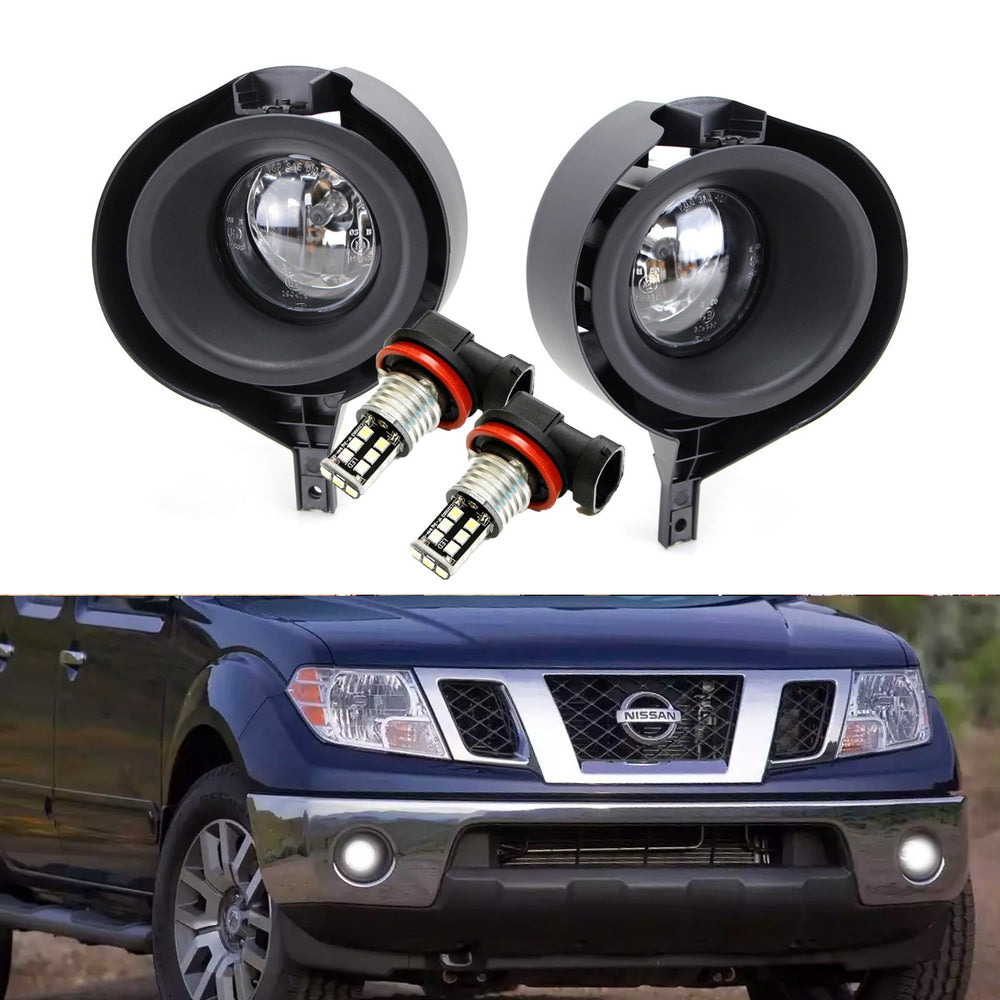 Projector Lens Fog Lights w/White Bulbs, Cover, Wiring For 05-20 Nissan Frontier