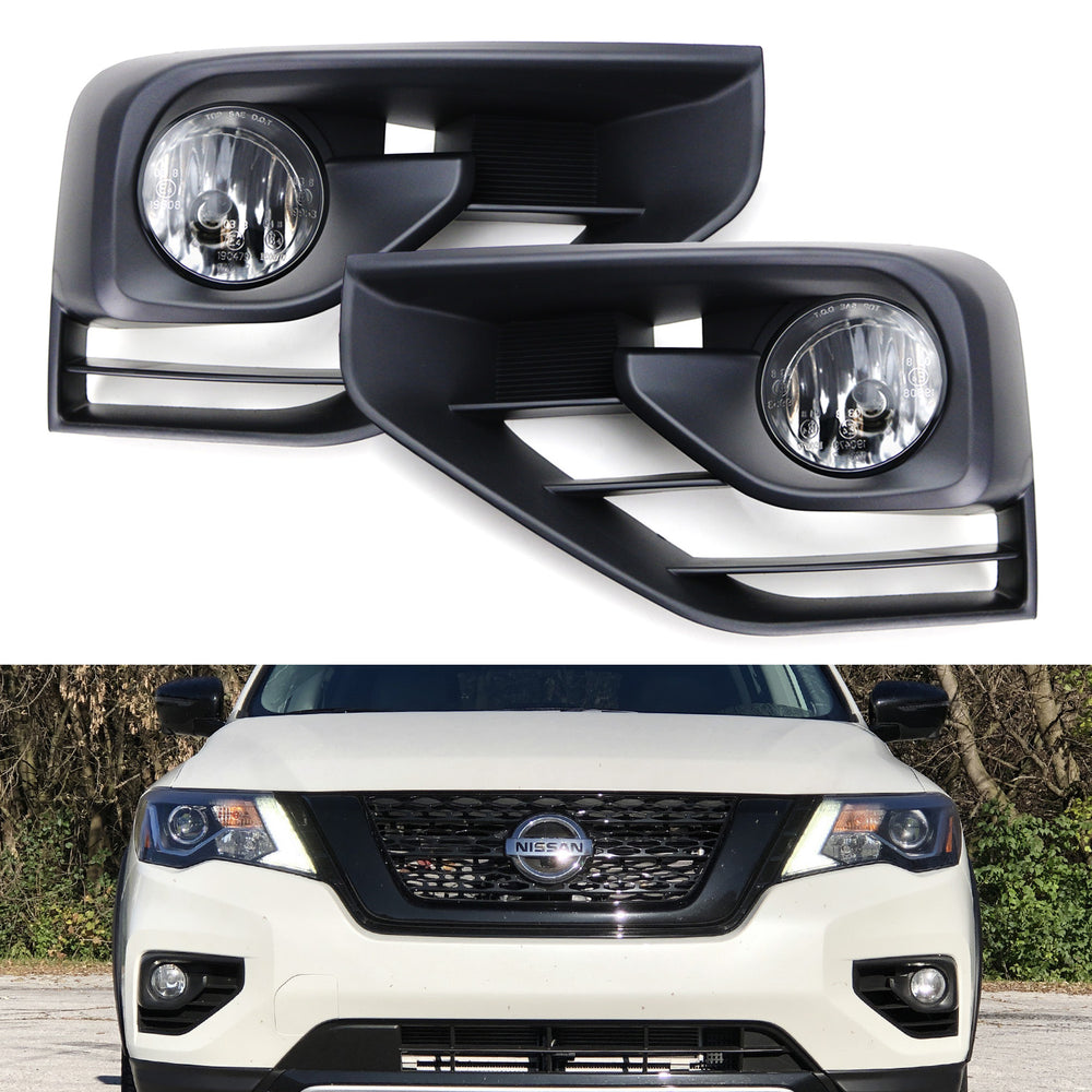 OE-Spec H11 Halogen Bulb Fog Lights w/ Bezels, Wires For 17-20 Nissan Pathfinder