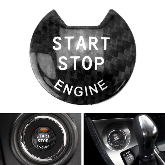 BLK Real Carbon Fiber Keyless Engine Push Start Button Cover For Nissan Infiniti