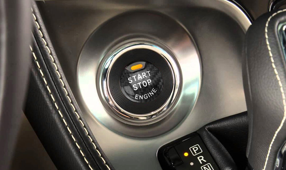 BLK Real Carbon Fiber Keyless Engine Push Start Button Cover For Nissan Infiniti