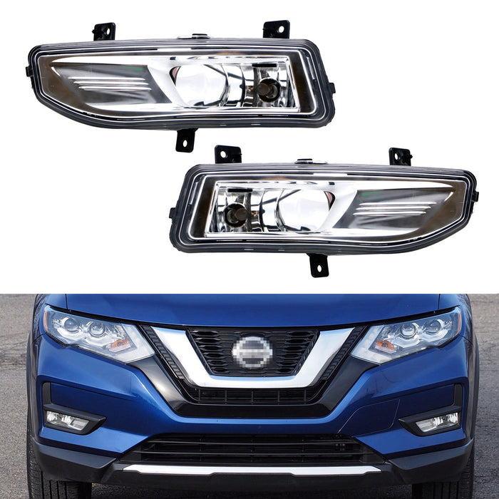 Clear Lens Fog Lamp Assemblies w/ H11 Halogen Bulbs For 17-20 Nissan Rogue, Note