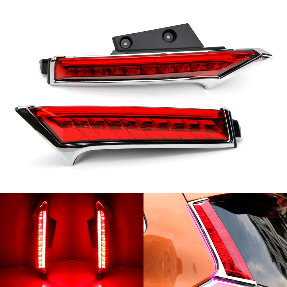 Red Lens Full LED Rear Windshield Side Pillar Tail Brake Lights For Nissan Rogue