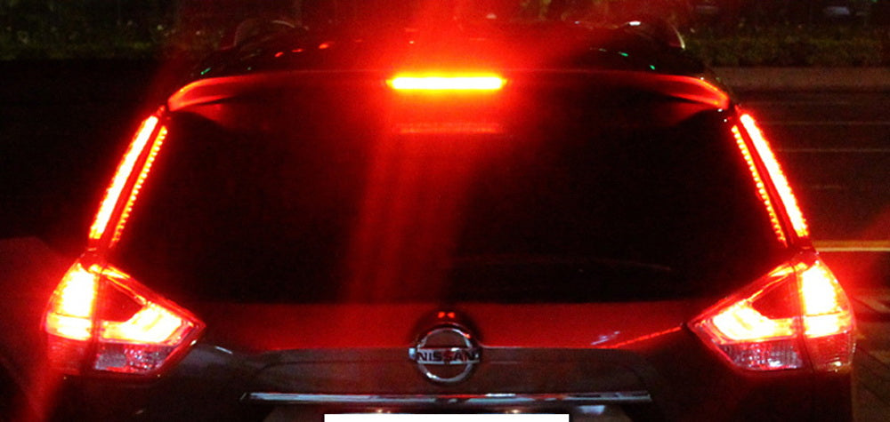 Red Lens Full LED Rear Windshield Side Pillar Tail Brake Lights For Nissan Rogue