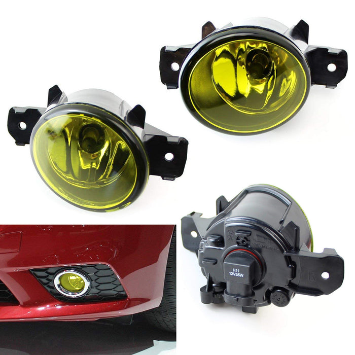 Complete Set Yellow Lens Fog Lights Foglamp Kit For 16-20 Nissan Sentra Facelift