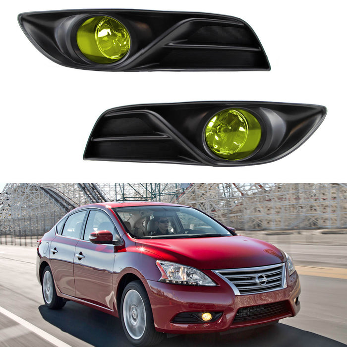 Yellow Lens Fog Lights Foglamps w/ H11 Halogen Bulbs For 2013-2015 Nissan Sentra