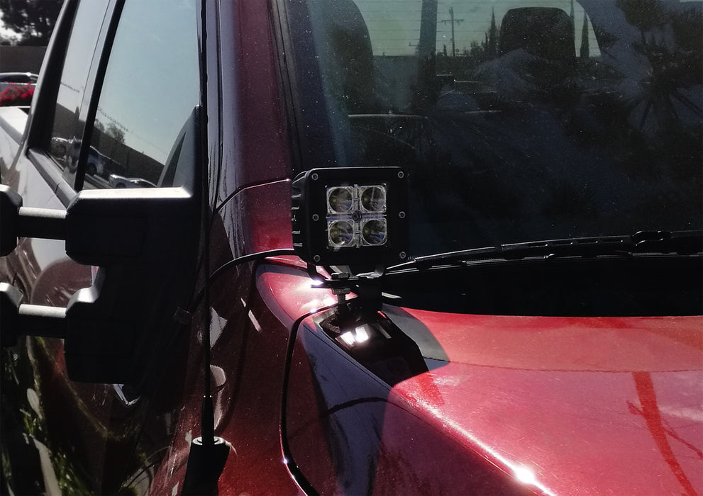 CREE LED Pod Lights w/ A-Pillar Mounting Brackets, Wiring For 2017+ Nissan Titan