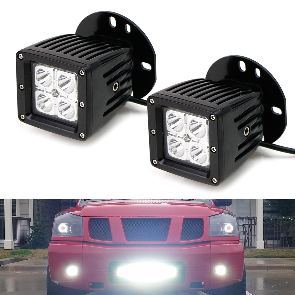 LED Pod Light Fog Lamps w/Brackets, Wirings For Nissan 04-14 Titan, 05-07 Armada