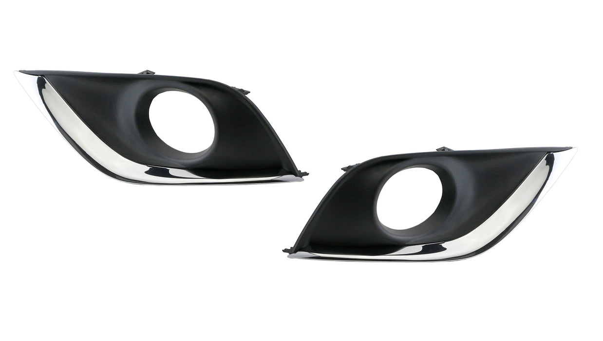 OEM-Spec Fog Lamp Bezel Garnish Covers w/Chrome Trim For 15+ Nissan Versa Sedan