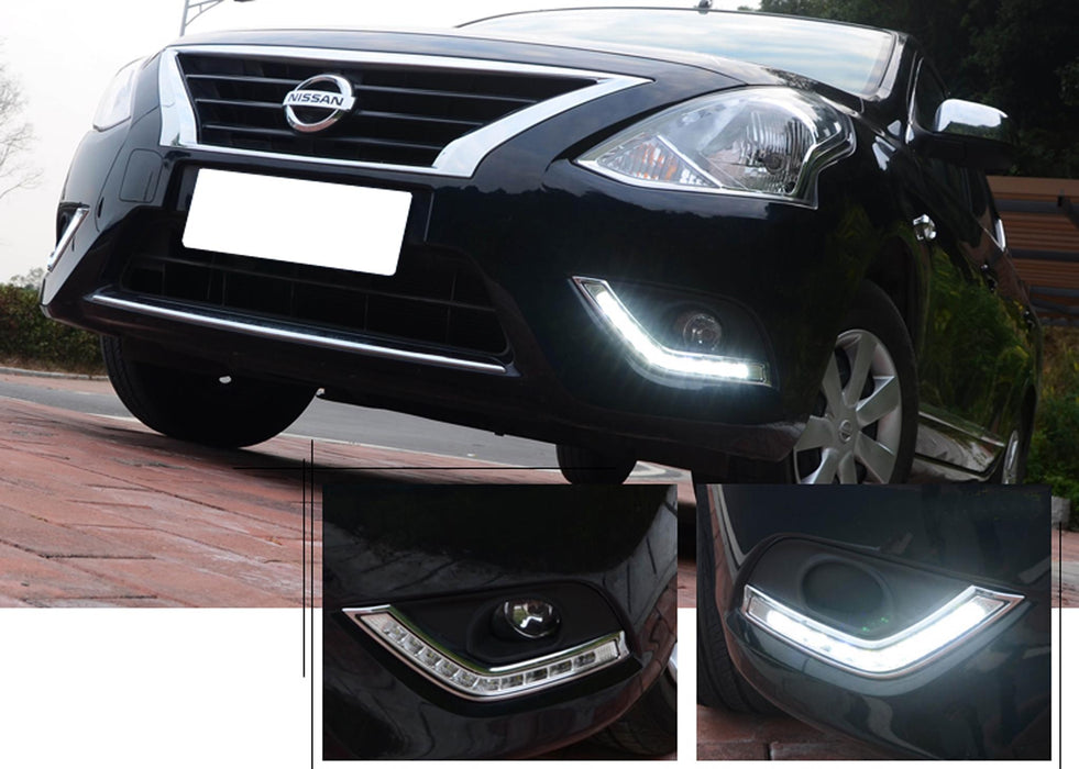 Direct Fit White 10-LED Daytime Running Lights DRL For 15-19 Nissan Versa Sedan