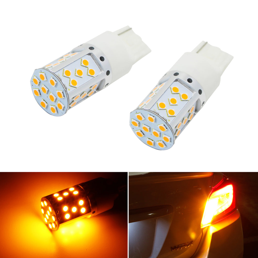 No Resistor Required Amber 21W 7440 LED Bulbs For Front/Rear Turn Signal Lights