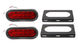 Red 6-1/2" Oval Surface Mount LED Brake/Tail Lamps w/ 3mm Thick Flush Brackets