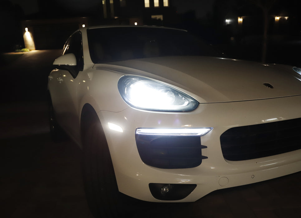 Smoke Lens White Full LED Bumper Side Marker Light Kit For 15-18 Porsche Cayenne