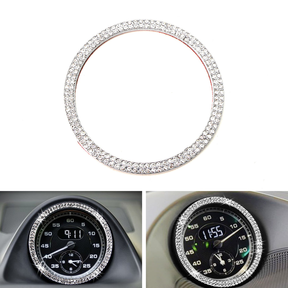 Crystal Silver Dashboard Clock Surrounding Decoration Ring Trim For Porsche