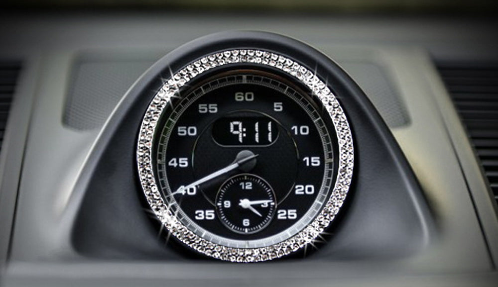 Crystal Silver Dashboard Clock Surrounding Decoration Ring Trim For Porsche