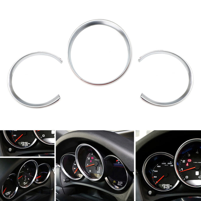 Silver Dashboard Gauge Surrounding Ring Decoration Trim For 14-22 Porsche Macan