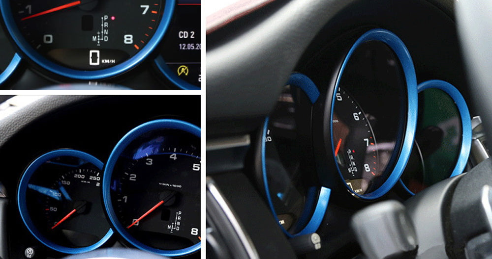 Blue Dashboard Gauge Surrounding Ring Decoration Trim For 2014-22 Porsche Macan