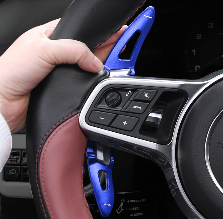 Blue Steering Wheel Paddle Shifter Extension Cover For Porsche Cayenne Macan 911