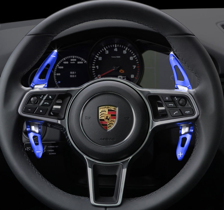 Blue Steering Wheel Paddle Shifter Extension Cover For Porsche Cayenne Macan 911